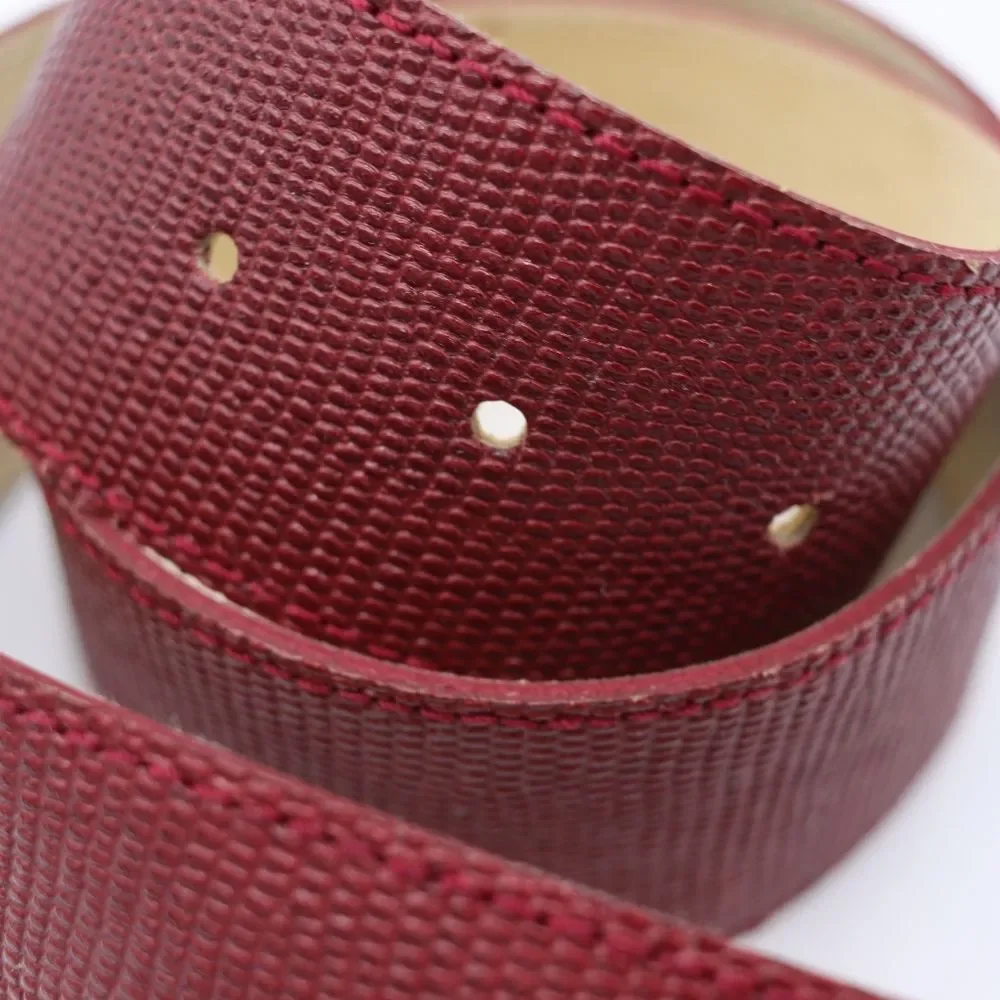 Vintage Red Textured Leather Bonded Belt Retro Funky Groovy M/L